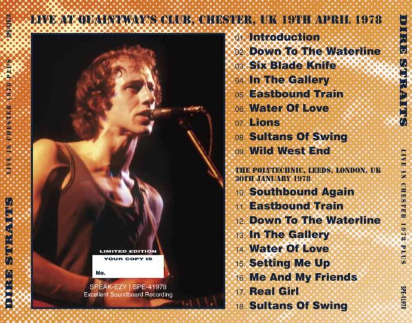 Photo2: DIRE STRAITS - LIVE IN CHESTER 1978 PLUS CD + Bonus CDR This Week Only [SPEAK-EZY] (2)