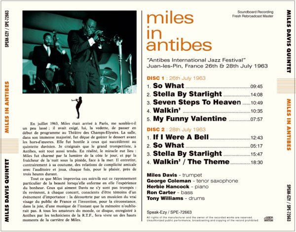 Photo2: MILES DAVIS QUINTET - MILES IN ANTIBES 2CD [Speak-Ezy] (2)
