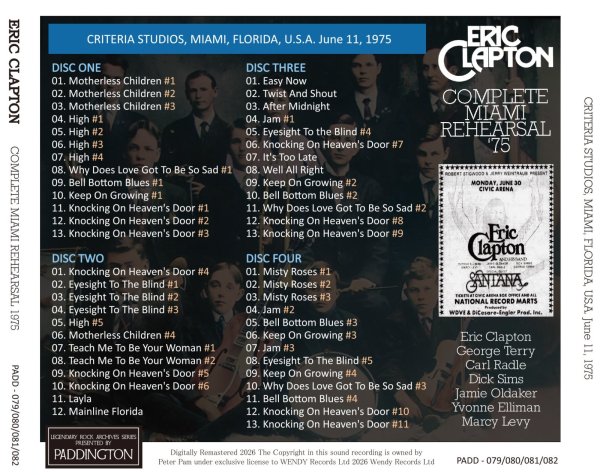 Photo2: ERIC CLAPTON - 1975 COMPLETE MIAMI REHEARSAL 4CD [PADDINGTON] (2)